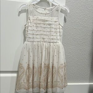 Elegant White and Gold Kids Dress